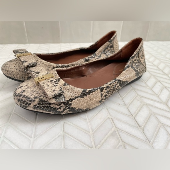 Cole Haan Tali Bow Ballet Flat Snakeskin Embossed Leather Size 6 - Picture 4 of 10